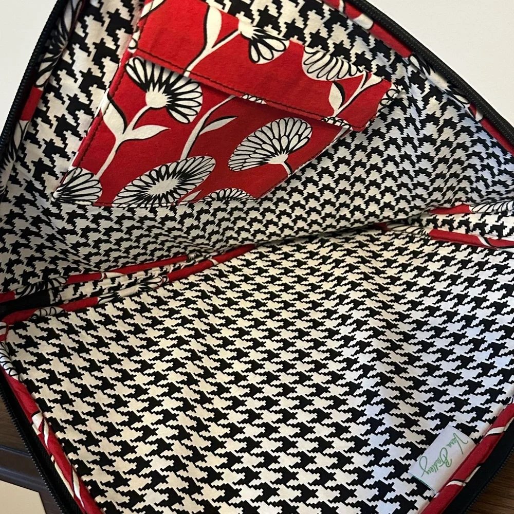 Vera Bradley Red Quilted Floral Carry-On Sleeve with Black Trim